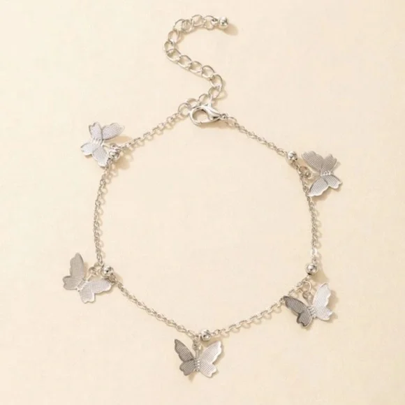 Butterfly charm chain anklet